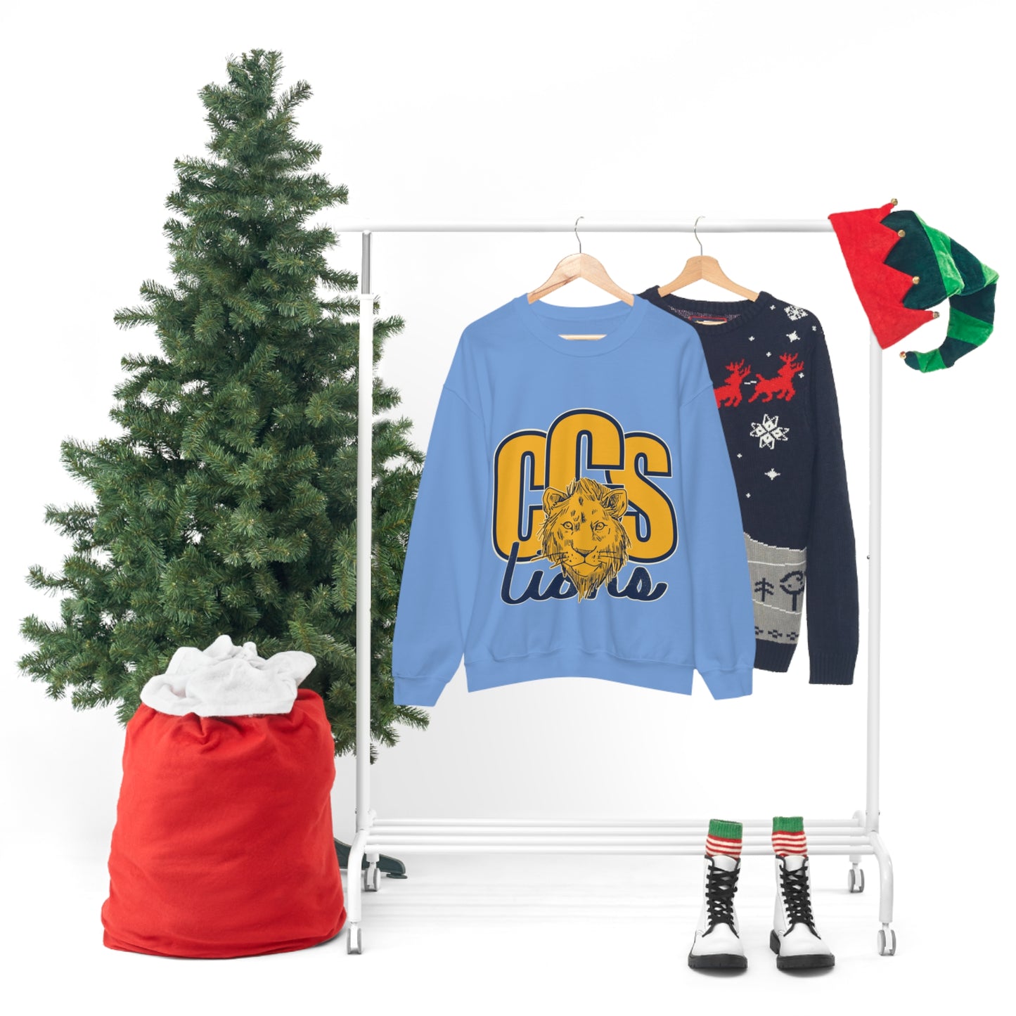 Coleman Christian School Lions Sweatshirt in Sport Grey and Light Blue