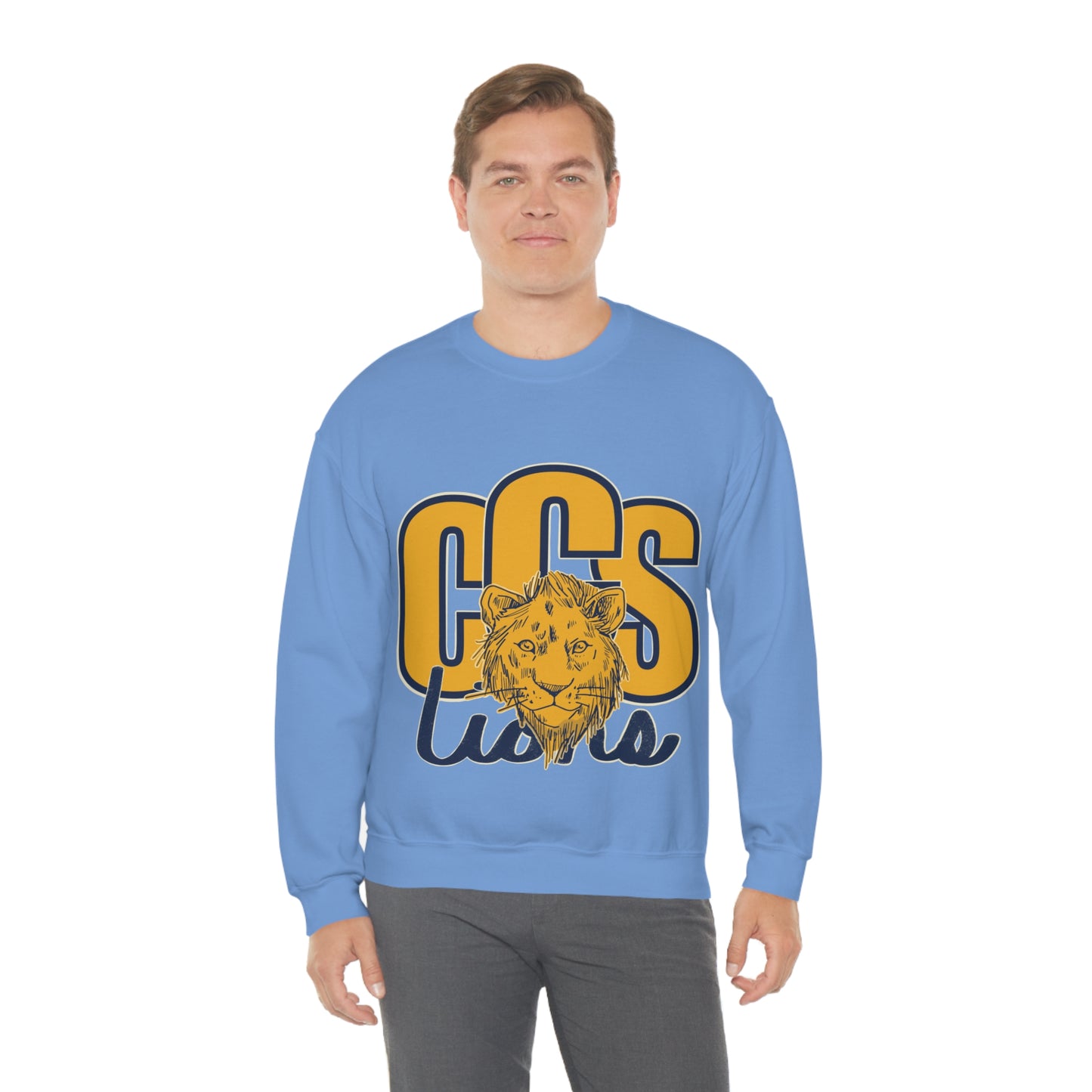 Coleman Christian School Lions Sweatshirt in Sport Grey and Light Blue