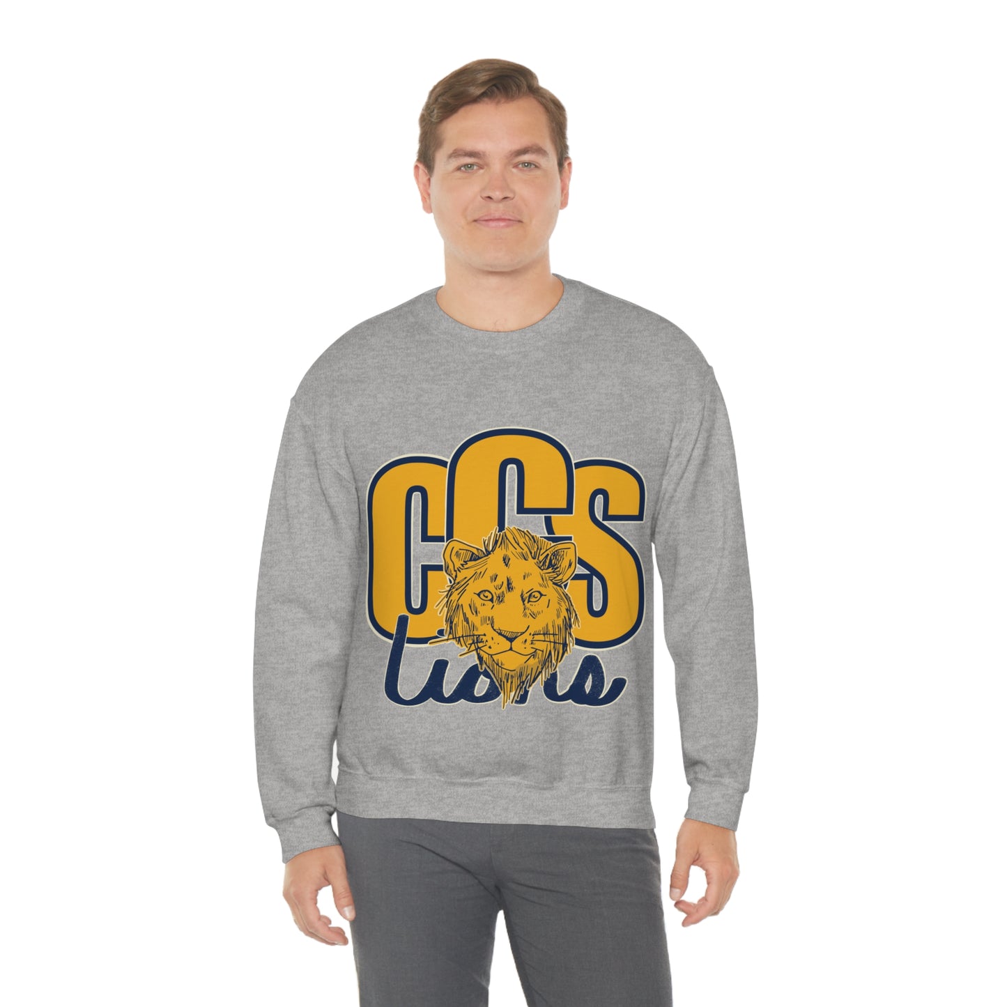 Coleman Christian School Lions Sweatshirt in Sport Grey and Light Blue