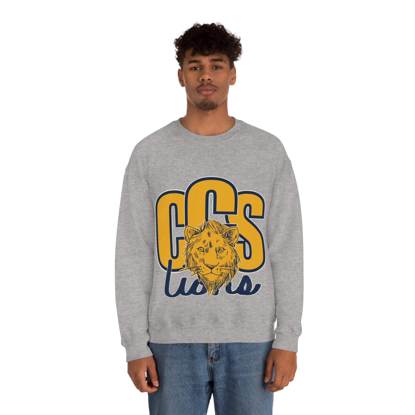 Coleman Christian School Lions Sweatshirt in Sport Grey and Light Blue