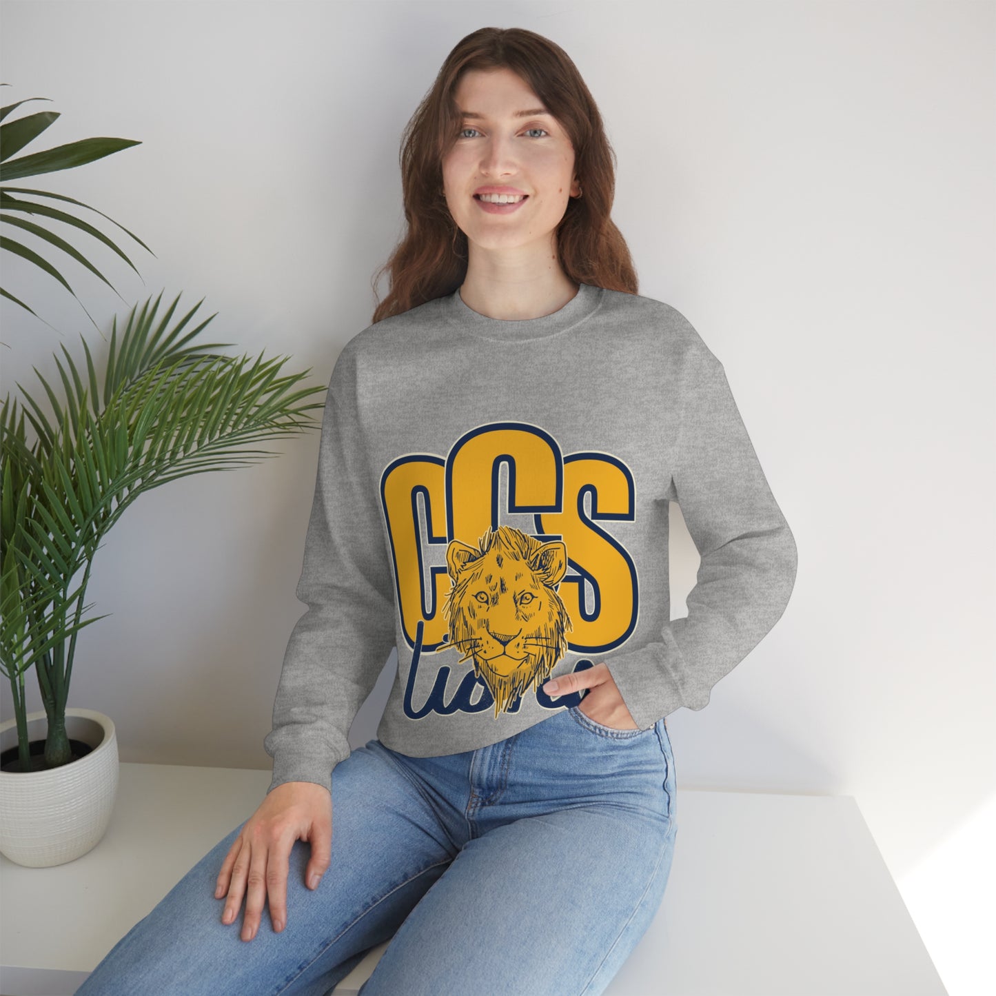 Coleman Christian School Lions Sweatshirt in Sport Grey and Light Blue