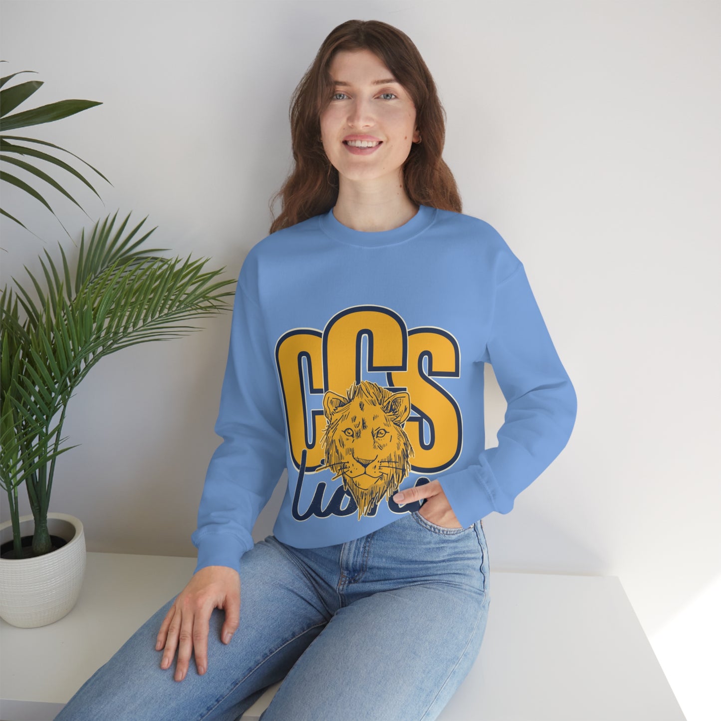 Coleman Christian School Lions Sweatshirt in Sport Grey and Light Blue