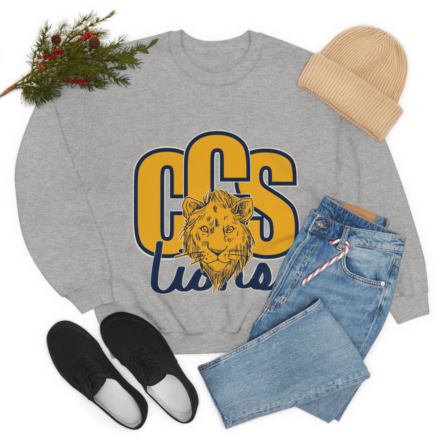 Coleman Christian School Lions Sweatshirt in Sport Grey and Light Blue