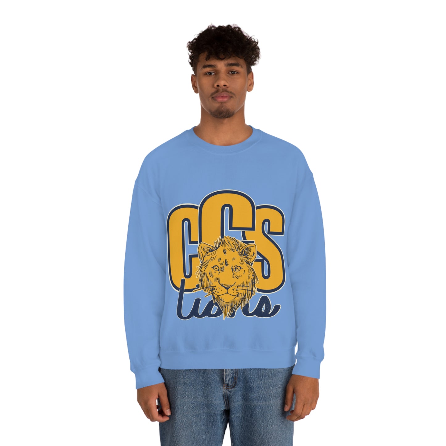 Coleman Christian School Lions Sweatshirt in Sport Grey and Light Blue