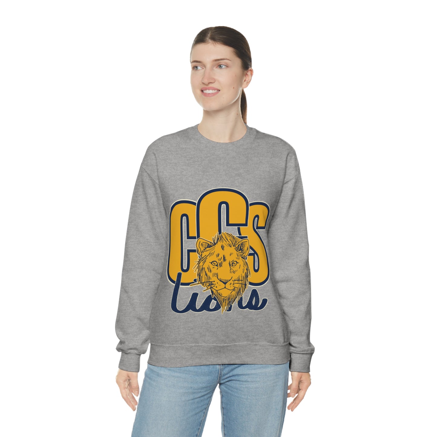 Coleman Christian School Lions Sweatshirt in Sport Grey and Light Blue