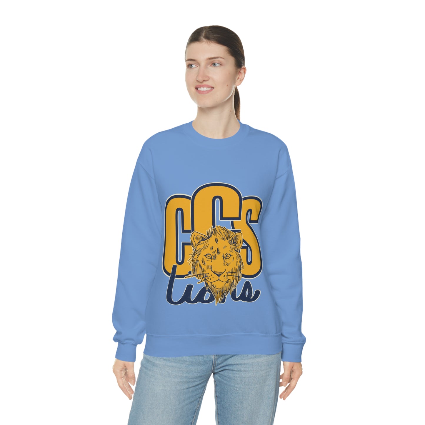 Coleman Christian School Lions Sweatshirt in Sport Grey and Light Blue