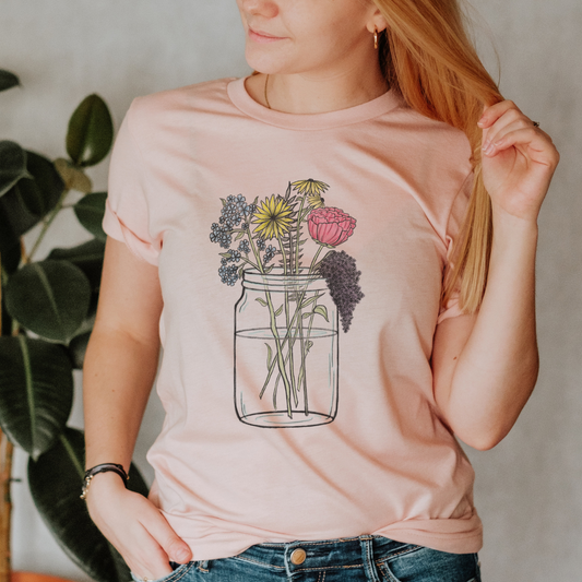 Wildflower Mason Jar Floral T-Shirt