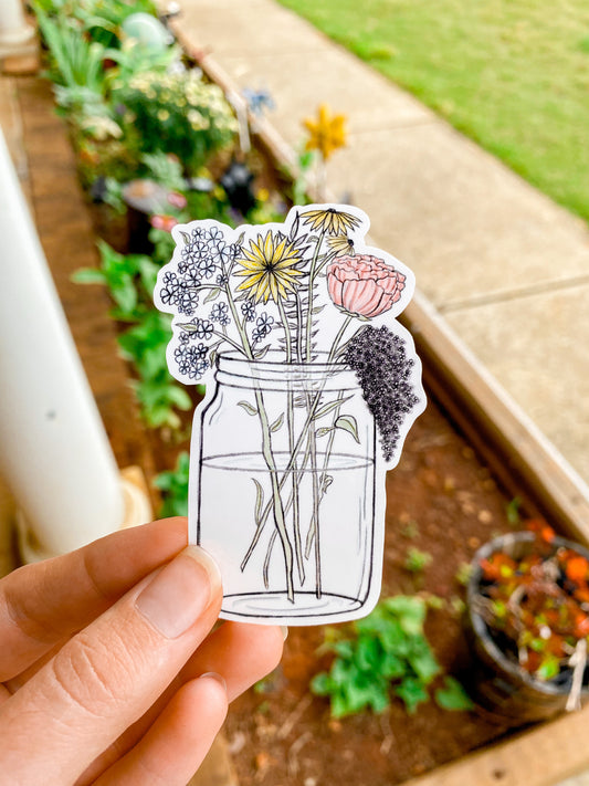 Wildflower Mason Jar Sticker