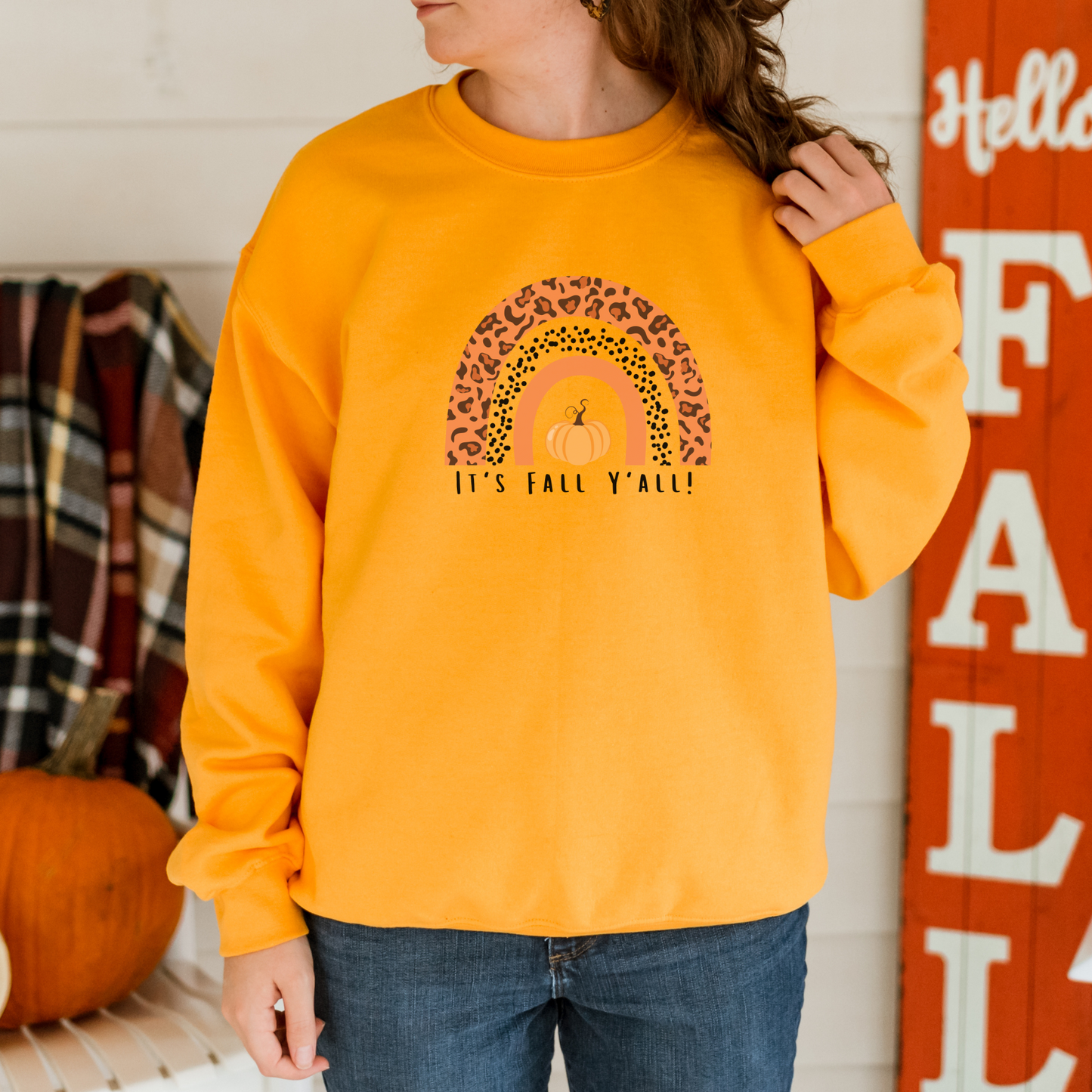 It's Fall Y'all Pumpkin Rainbow Sweatshirt