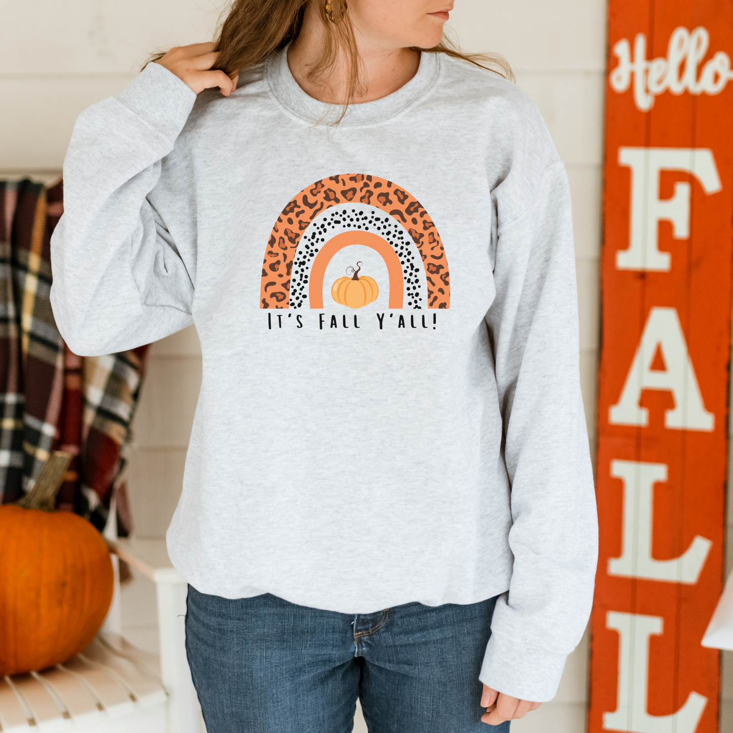 It's Fall Y'all Pumpkin Rainbow Sweatshirt