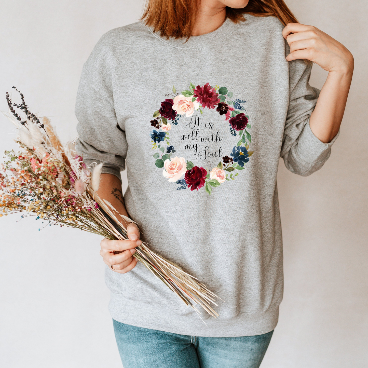 It Is Well With My Soul Francis Floral Wreath Sweatshirt