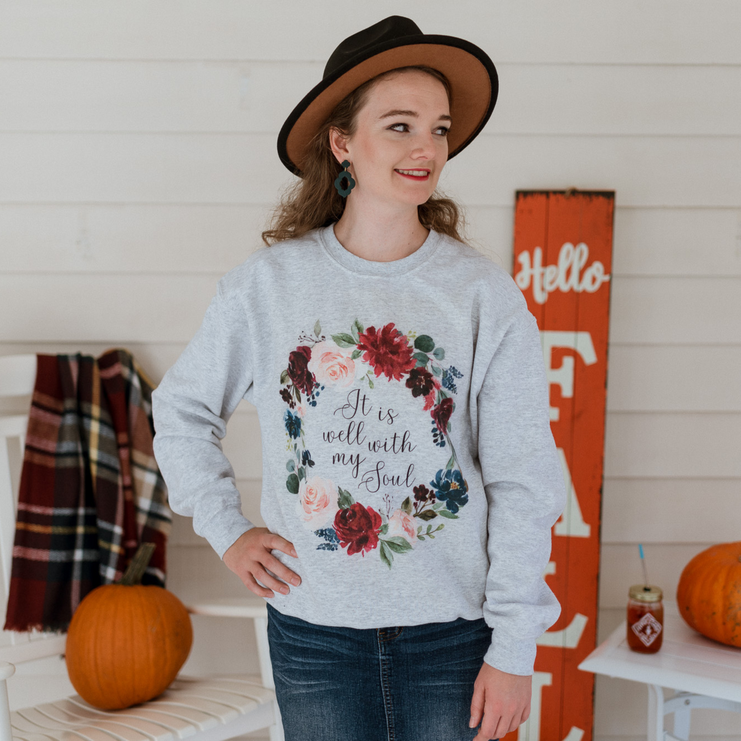It Is Well With My Soul Francis Floral Wreath Sweatshirt