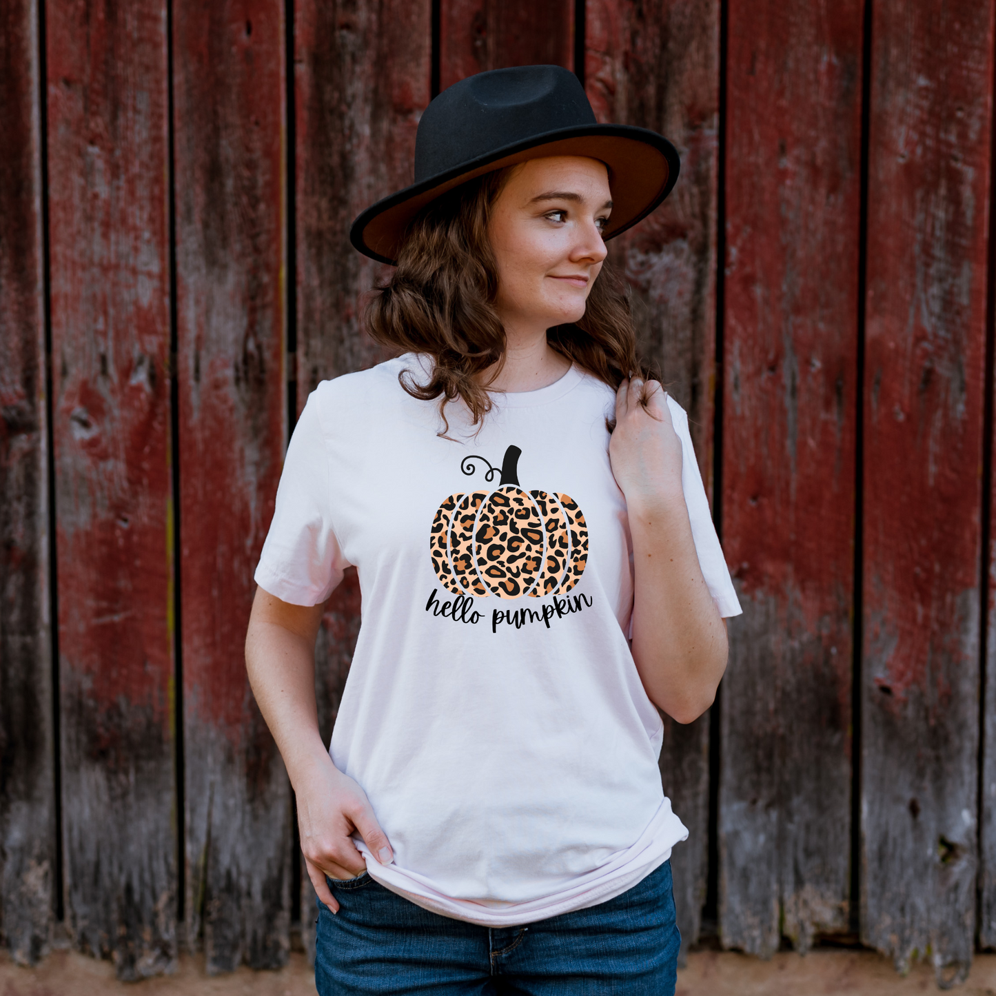 Hello Fall Leopard Pumpkin T-Shirt